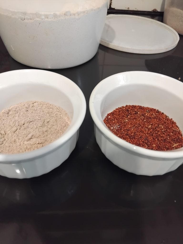 millet grains and flour