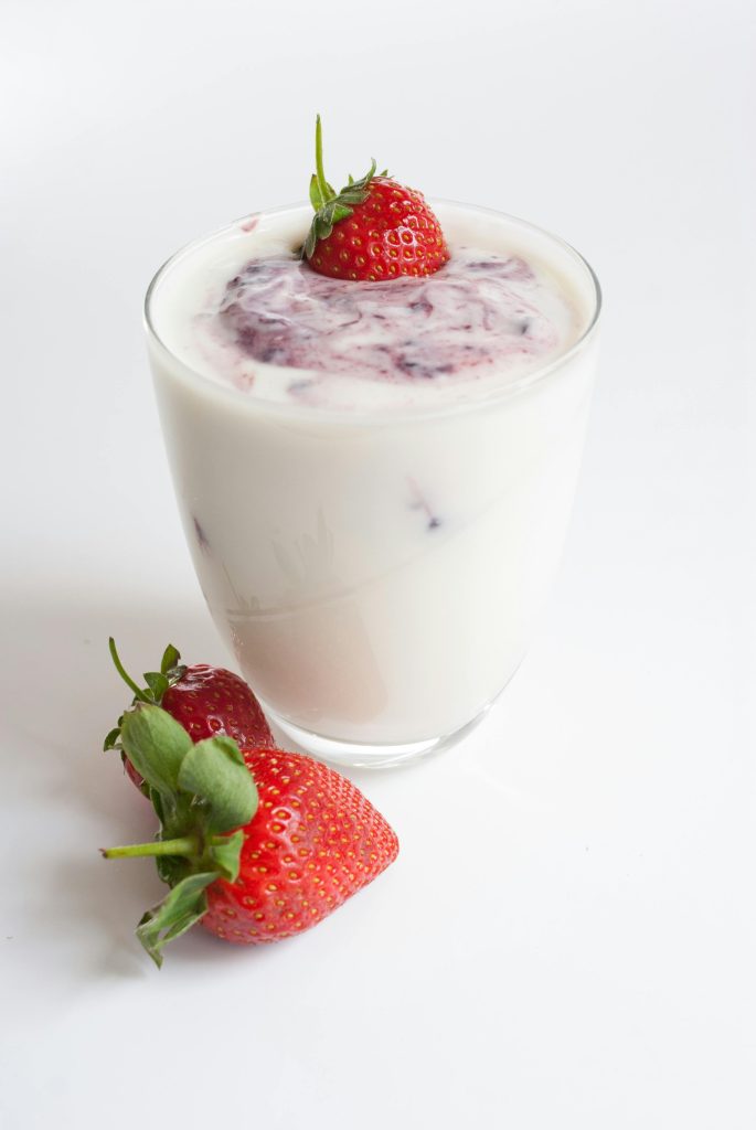 strawberry yogurt in a glass