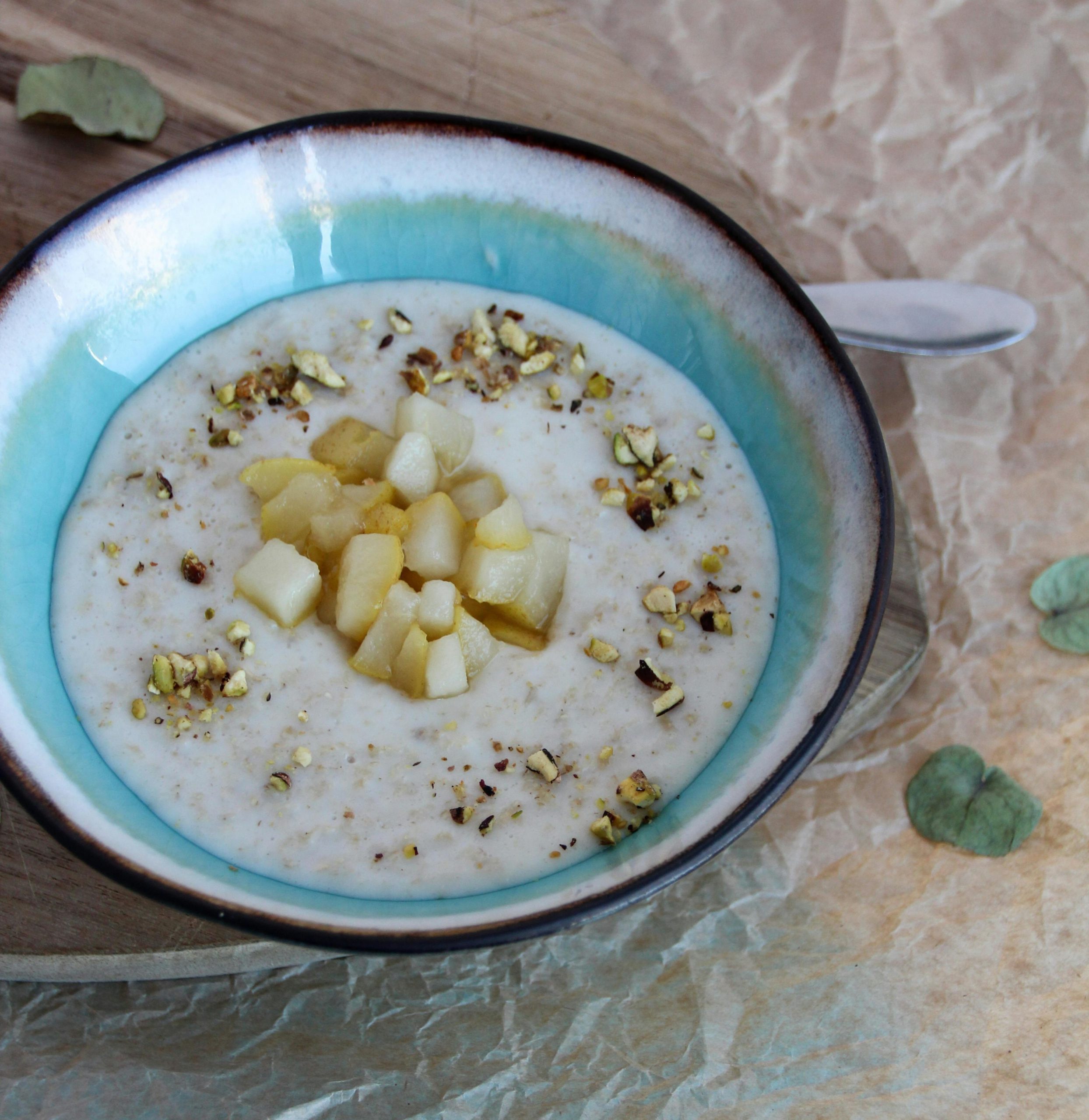 Porridge with apple in a bowl
