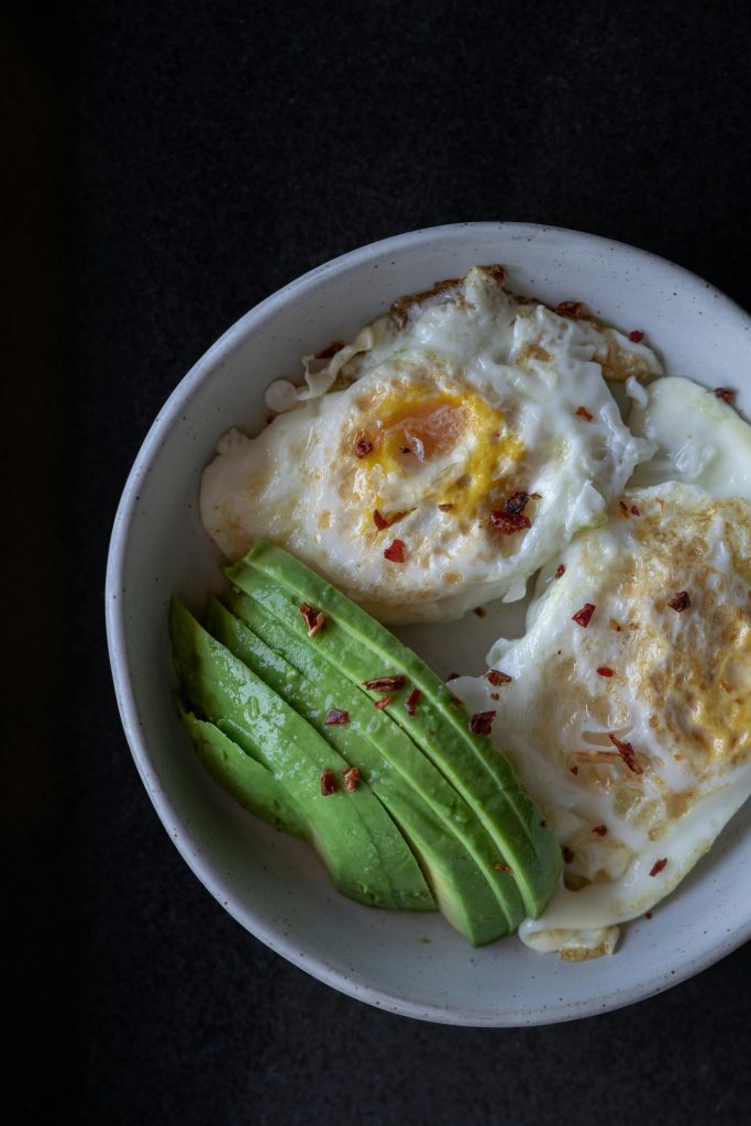 eggs and avocadoes