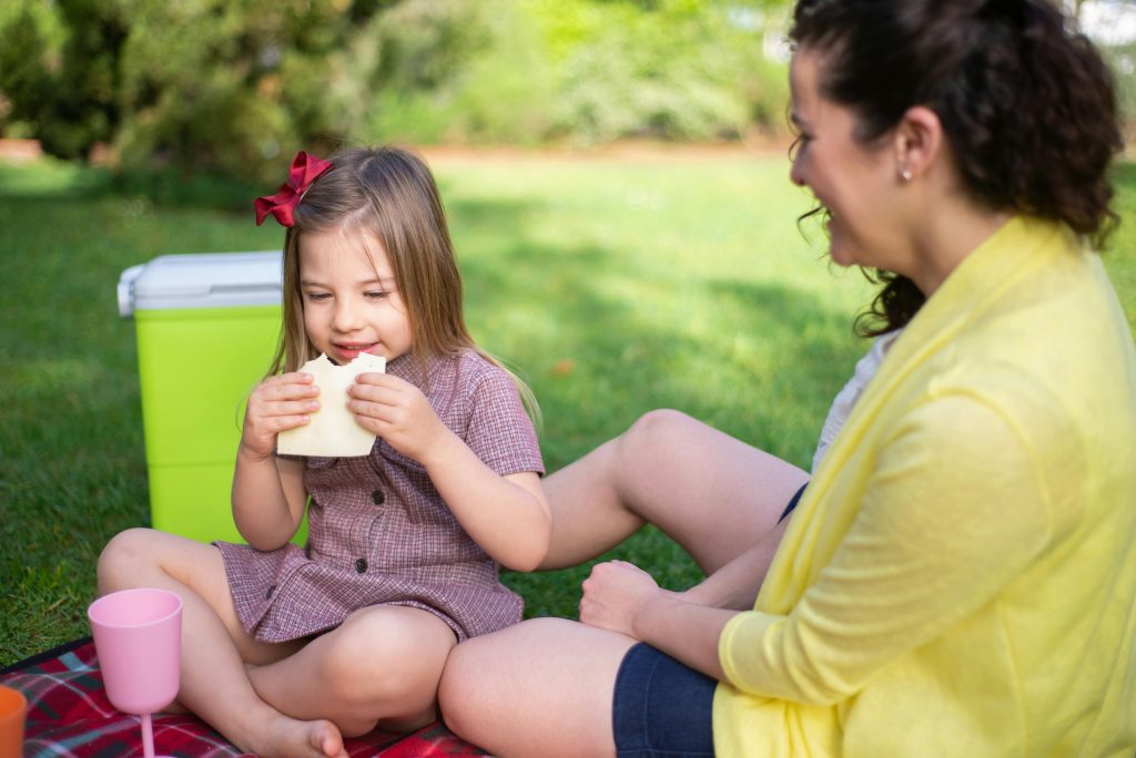 a girl eating 